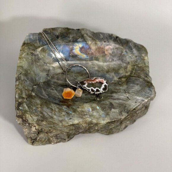 Labradorite Gemstone Dish - 5 lbs. 10 oz. | Crystal Bowl, Polished Geode - Picture 2 of 7